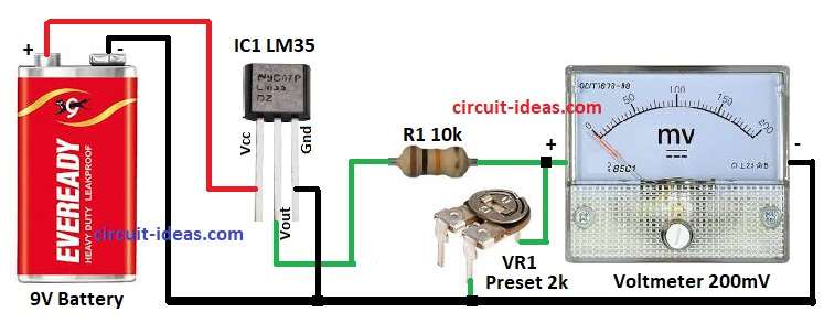 Simple Digital Thermometer Circuit Diagram with IC LM35