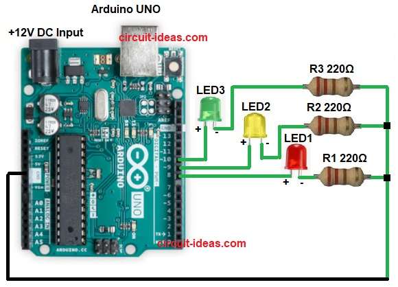 Arduino Based Smart Traffic Light Circuit Diagram for Beginners