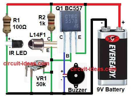 IR Burglar Alarm Circuit Diagram