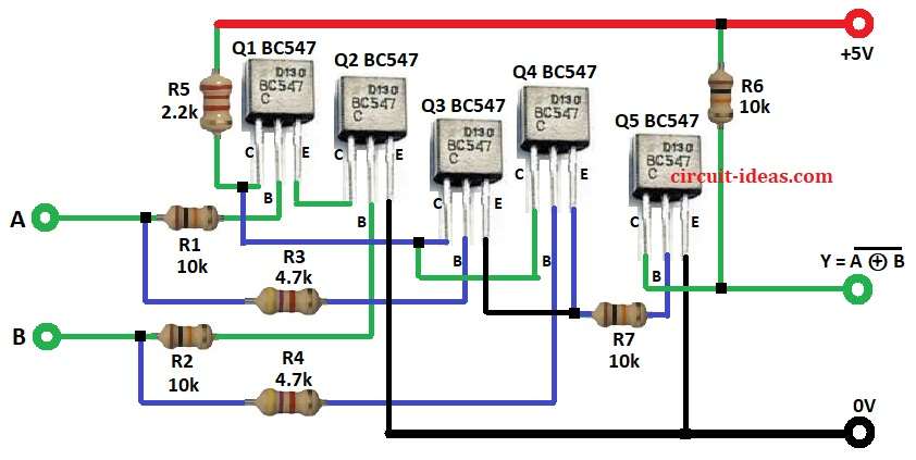 Logic XNOR Gate Circuit Diagram with Transistors