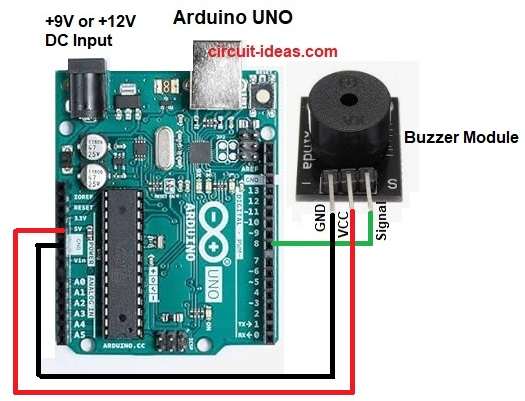 Sound with Arduino using Buzzer Module Circuit Diagram