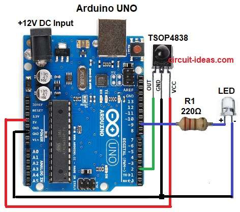 Arduino LED Dimmer Circuit  Diagram using IR Remote