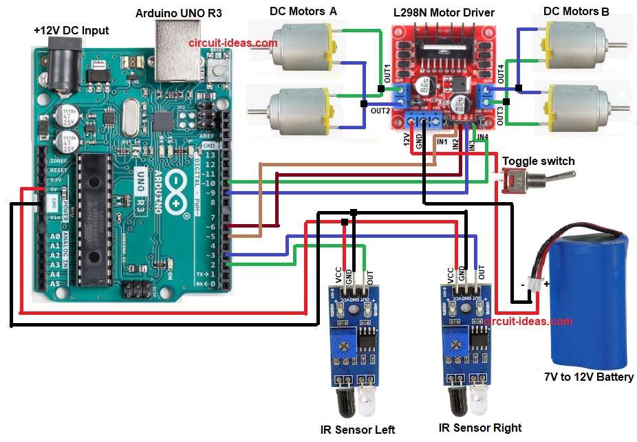Arduino Line Follower Robot Circuit Diagram