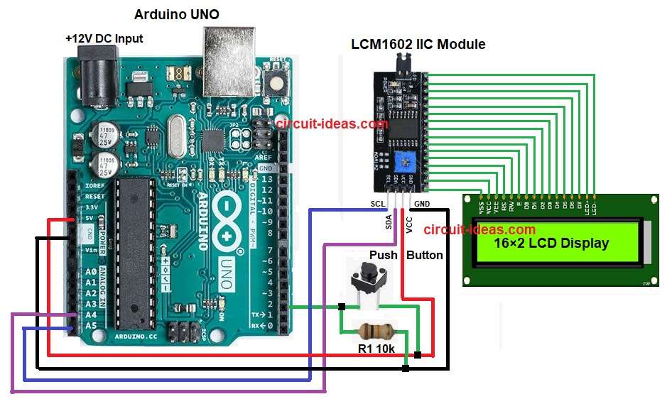 Digital Dice Circuit Diagram using Arduino Uno