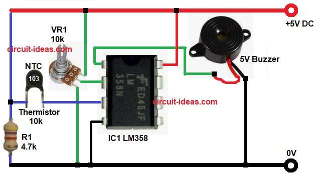 Fire Alarm Circuit Diagram using IC LM358