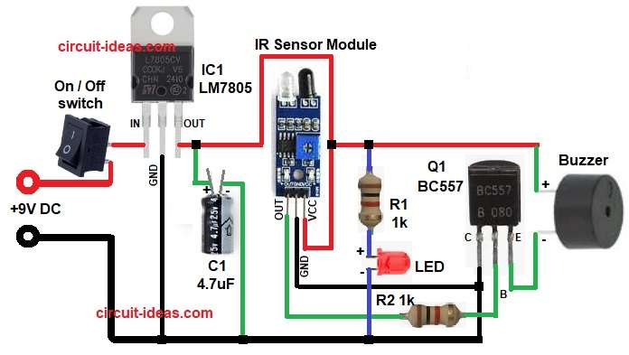 IR Sensor Based Stick for Blind Circuit Diagram