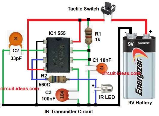 IR Transmitter Circuit Diagram using IC 555