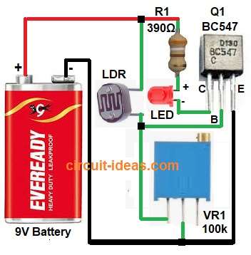 LDR Light Sensor Circuit Diagram using BC547