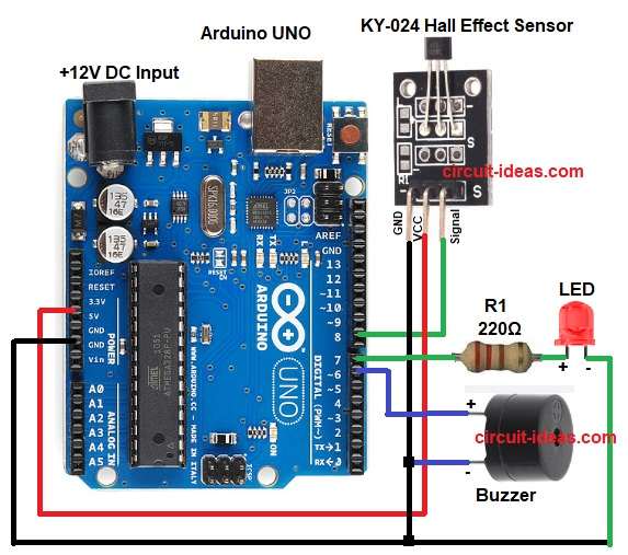 Magnetic Field Detector Circuit Diagram using Hall Sensor And Arduino