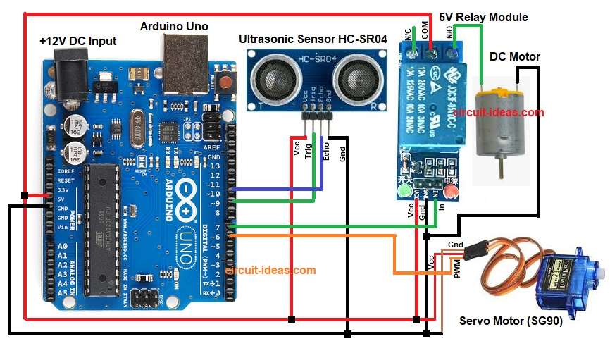 Railway Track Accident Prevention Circuit Diagram using Arduino