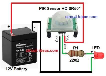 Simple PIR Motion Detector Circuit Diagram