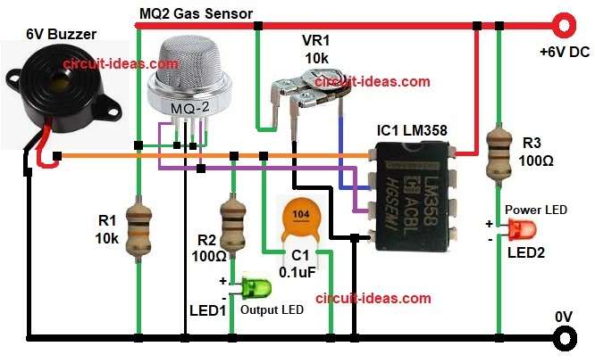 Smoke Detector Circuit Diagram using IC LM358