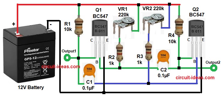 50Hz Square Wave Generator Circuit  Diagram using Transistors