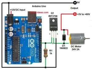 Arduino DC Motor Controller Circuit using MOSFET - Circuit Ideas for You