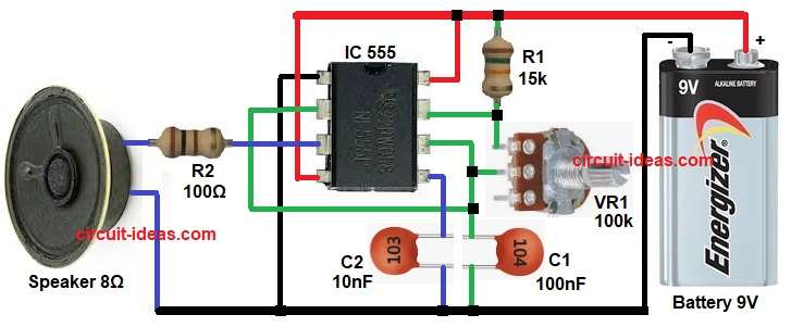 Audio Sound Generator Circuit Diagram using IC 555