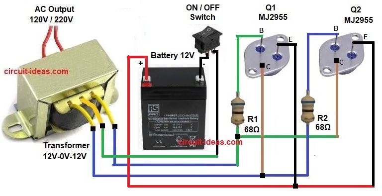 DIY Inverter Circuit using Transistors MJ2955