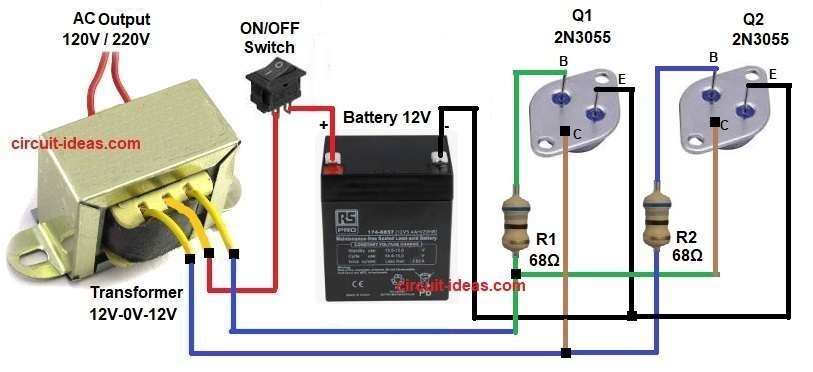DIY Inverter Circuit using Transistors 2N3055