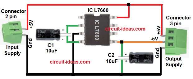 Simple IC L7660 Dual Power Generator Circuit Diagram