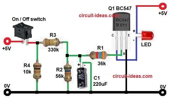 Simple Up Down Fading LED Circuit Diagram