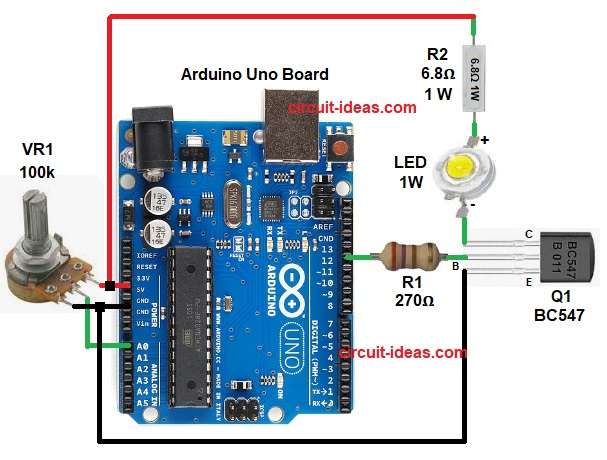 LED Strobe Light Circuit Diagram using Arduino