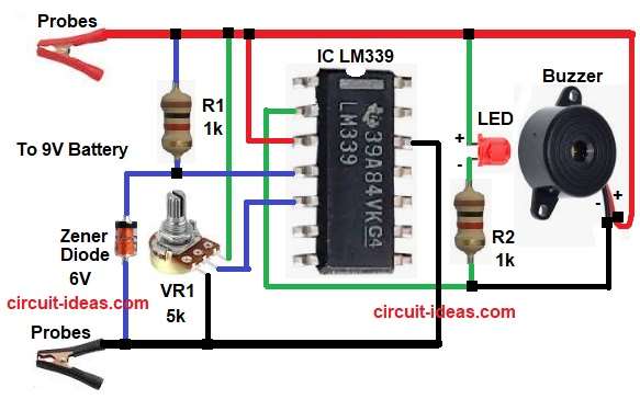Low Voltage Alert Circuit Diagram for 9V Battery