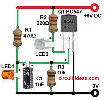 Transistor Based LED Strobe Light Circuit Diagram