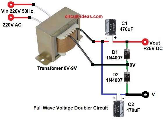 Full Wave Voltage Doubler Circuit Diagram