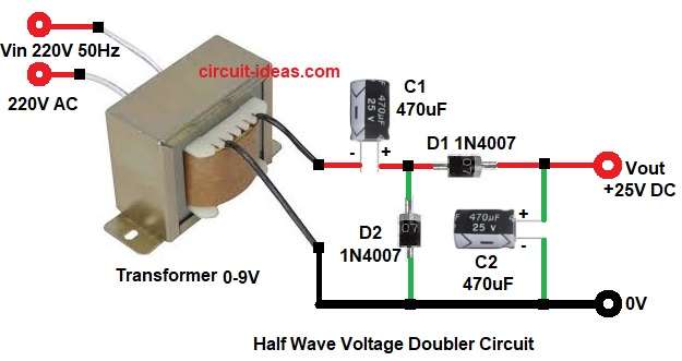 Half Wave Voltage Doubler Circuit Diagram