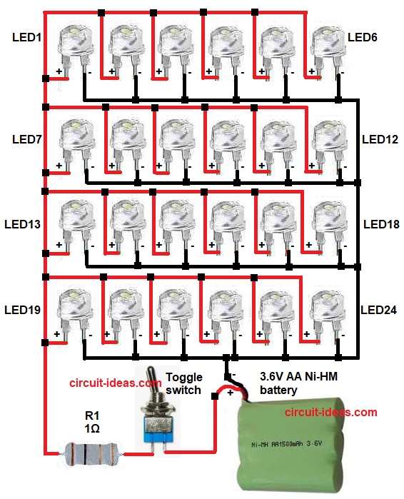 Simple 3.6V High Power LED Torch Circuit Diagram