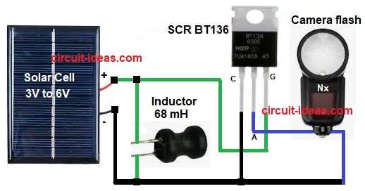 Solar Cell Based Camera Flash Trigger Circuit Diagram