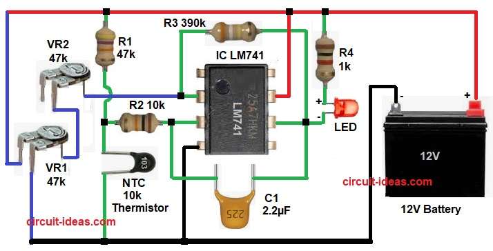 Automobile Engine Overheat Alert Circuit Diagram using LED
