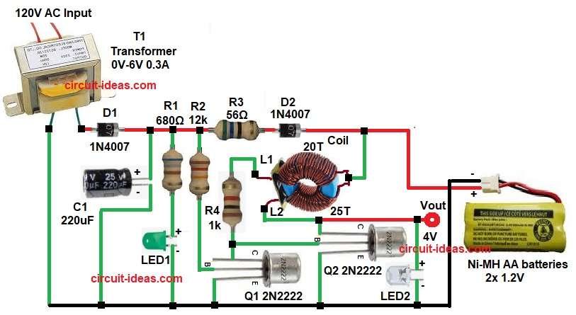Easy Emergency Light Circuit Diagram using Transistors