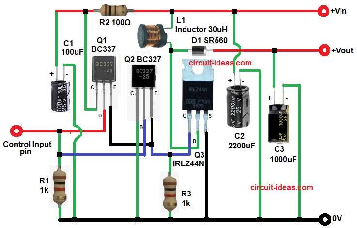 External Current Booster Circuit Diagram using Transistor and MOSFET