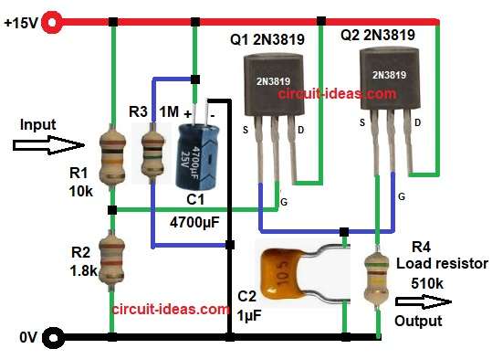 Simple Backup Power Supply Circuit Diagram using JFET Transistor