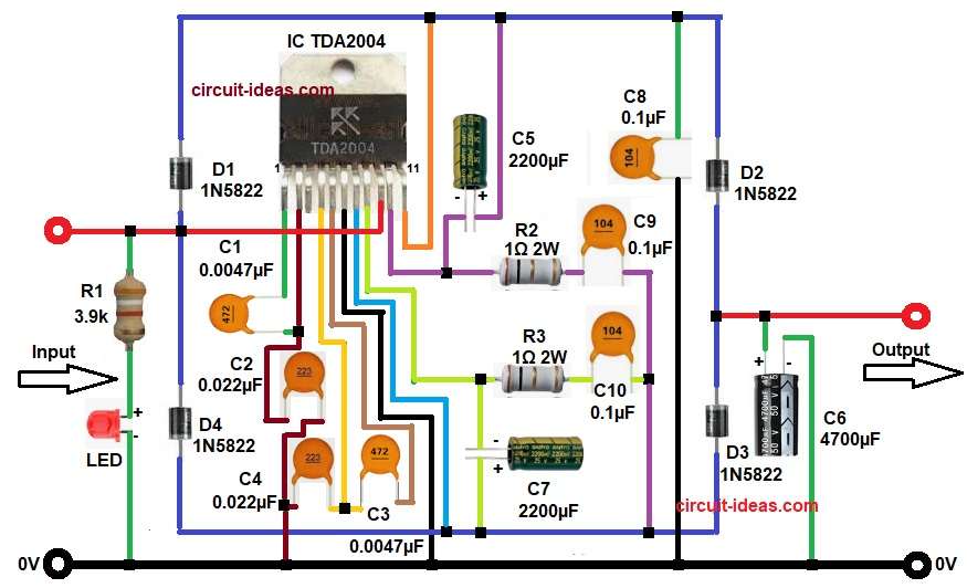 DC Step-Up Converter Circuit Diagram using Audio Amplifier IC
