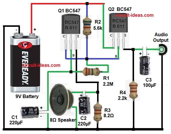 Low Cost DIY Microphone Circuit Diagram using Normal Speaker