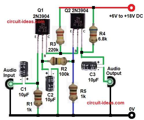 Low Impedance Driver Circuit Diagram using BJT Transistor 
