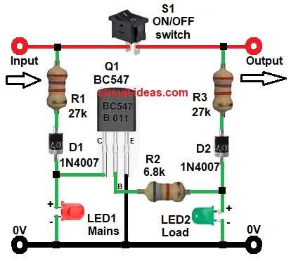 Simple AC Mains Presence Indicator Circuit Diagram