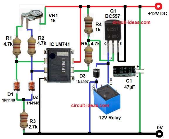 Temperature Difference Based Relay Switch Circuit Diagram