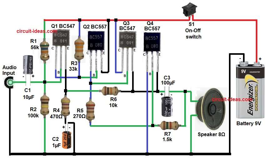 Transistor Based Audio Amplifier Circuit Diagram