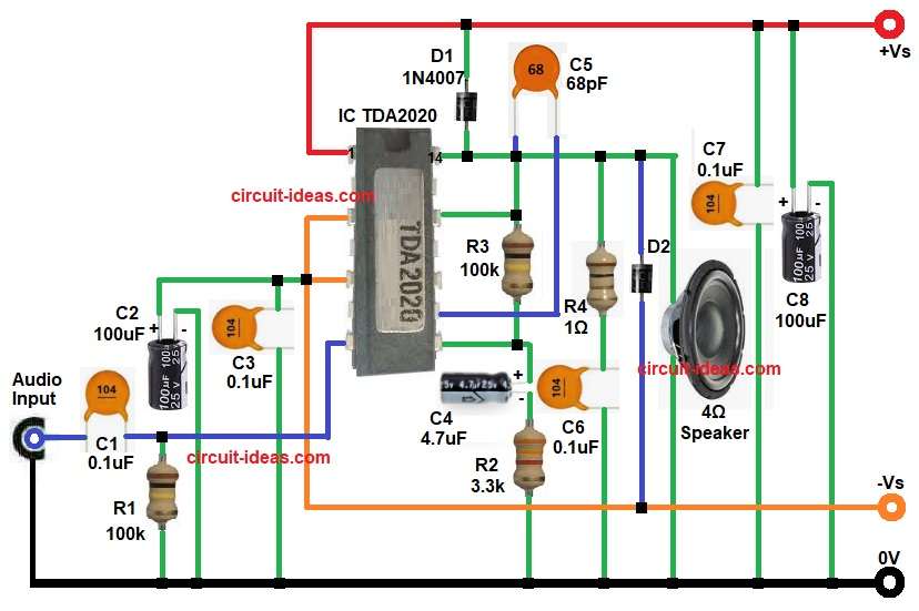 DIY 20W OCL Audio Amplifier Circuit Diagram