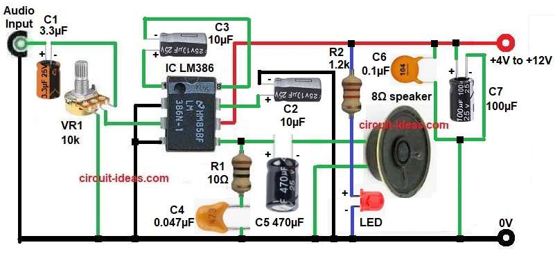 Simple 500mW Speaker Driver Circuit Diagram